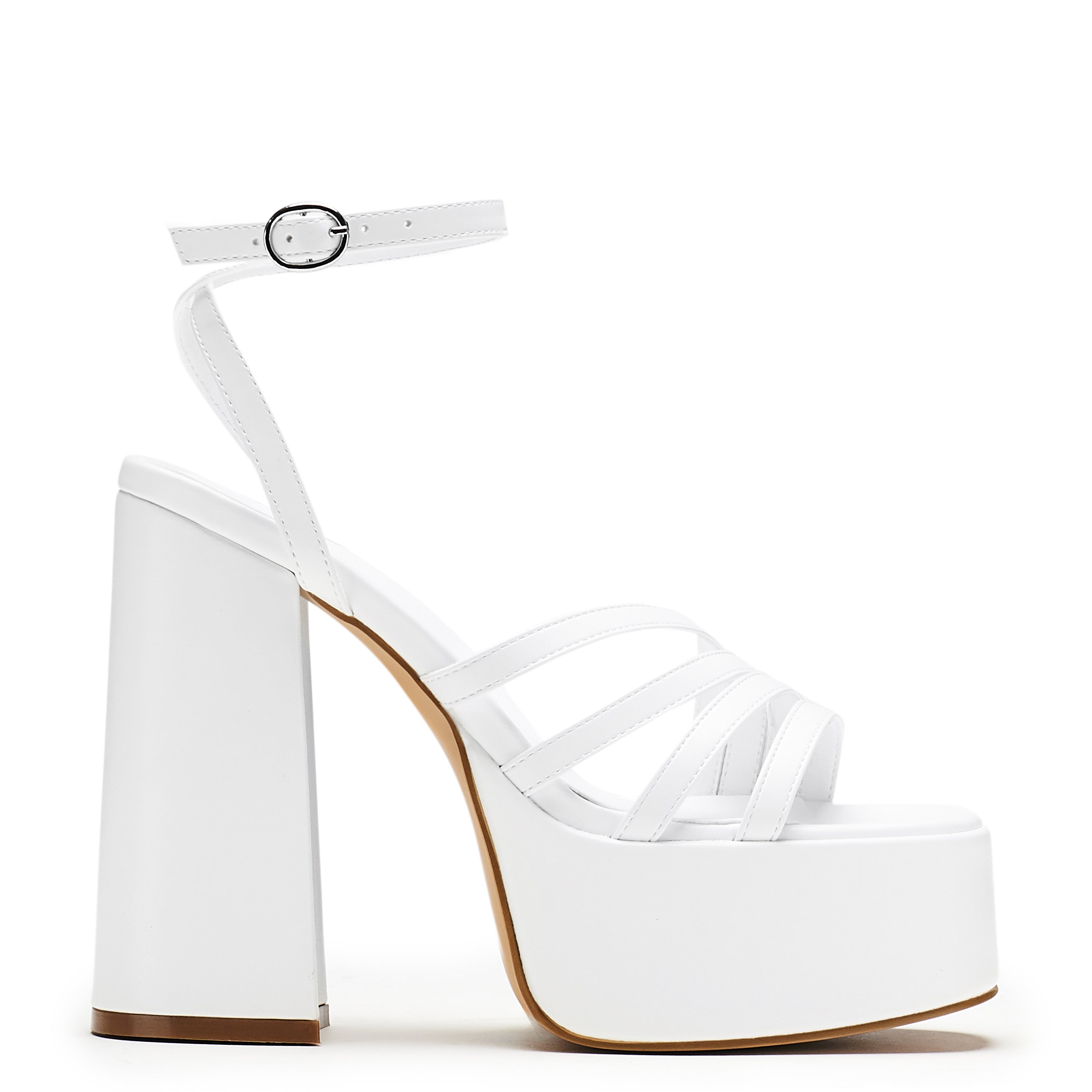 DBP52 WHITE PLATFORM HEEL