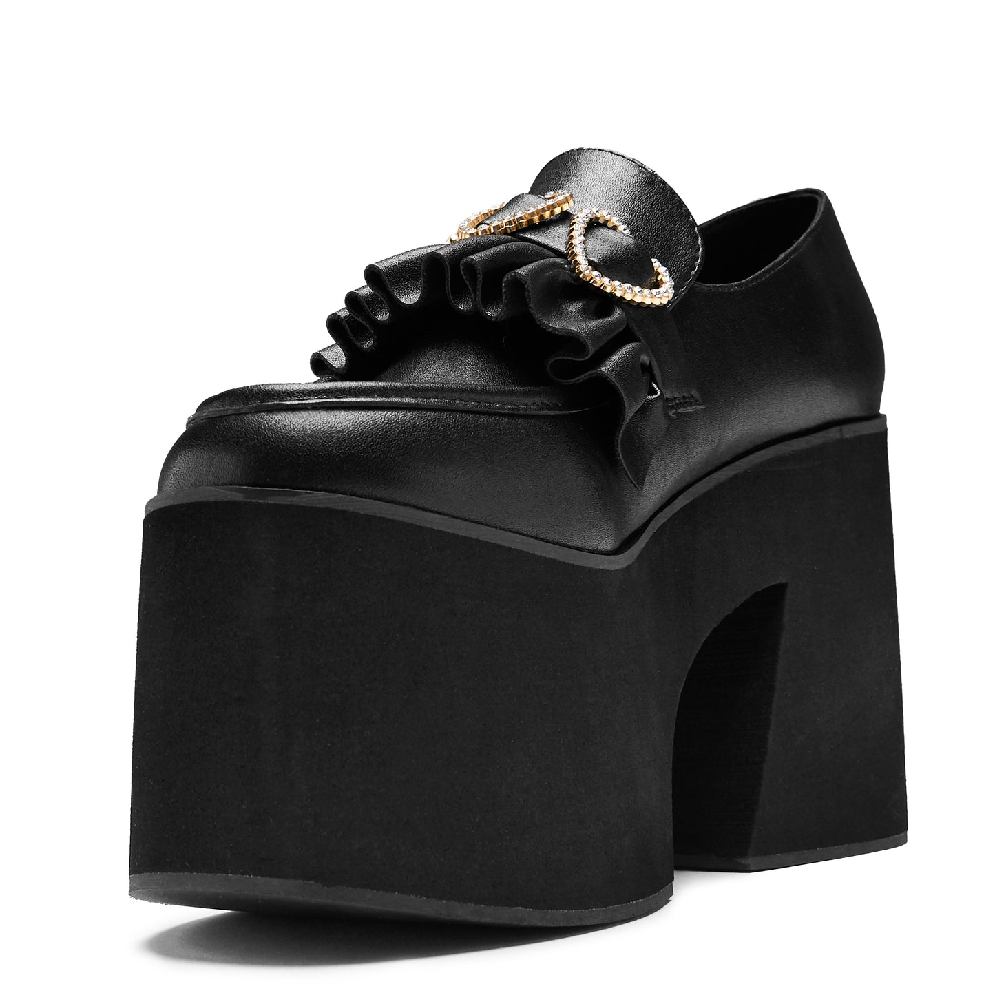 Dark Delights Chunky Heart Shoes - Black