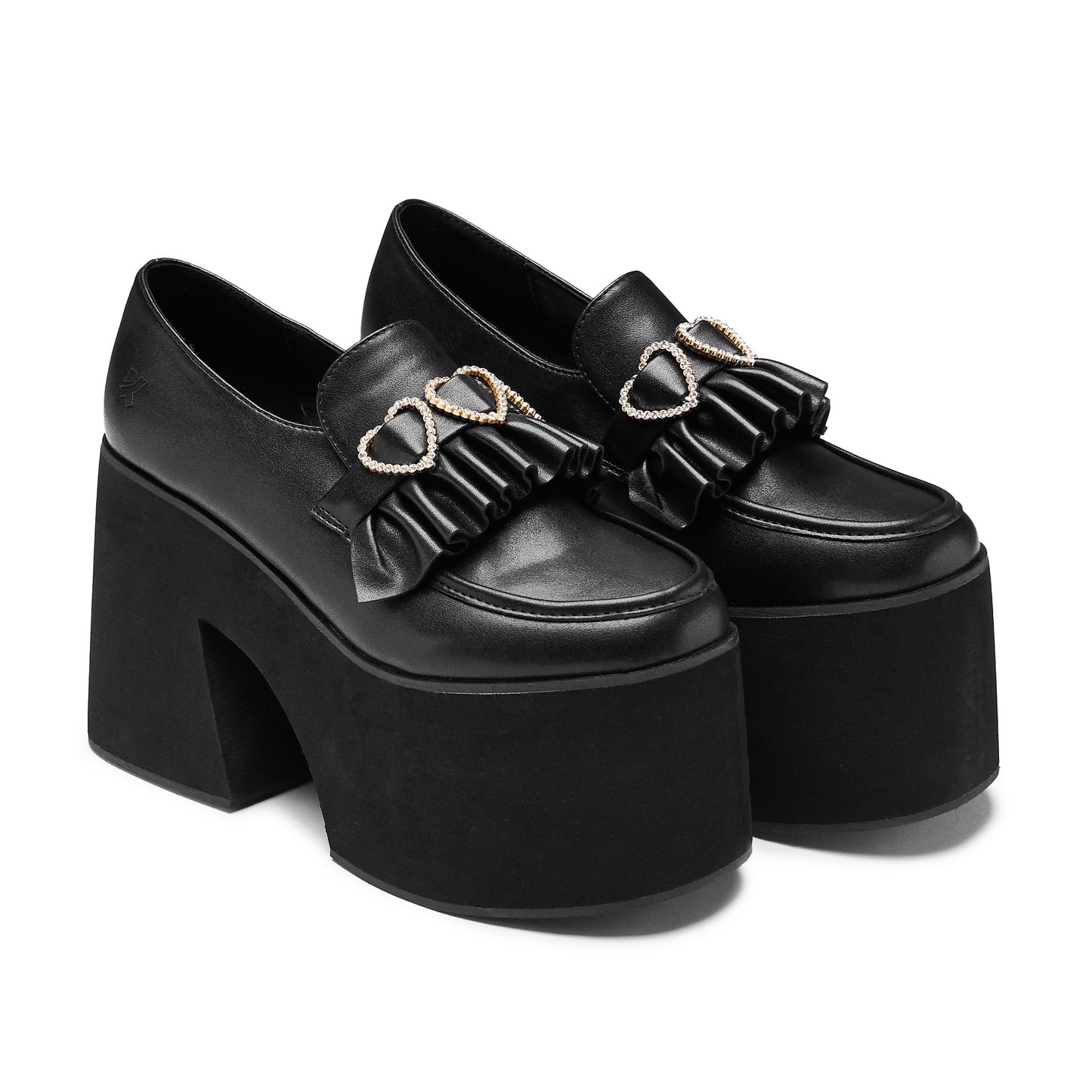 Dark Delights Chunky Heart Shoes - Black