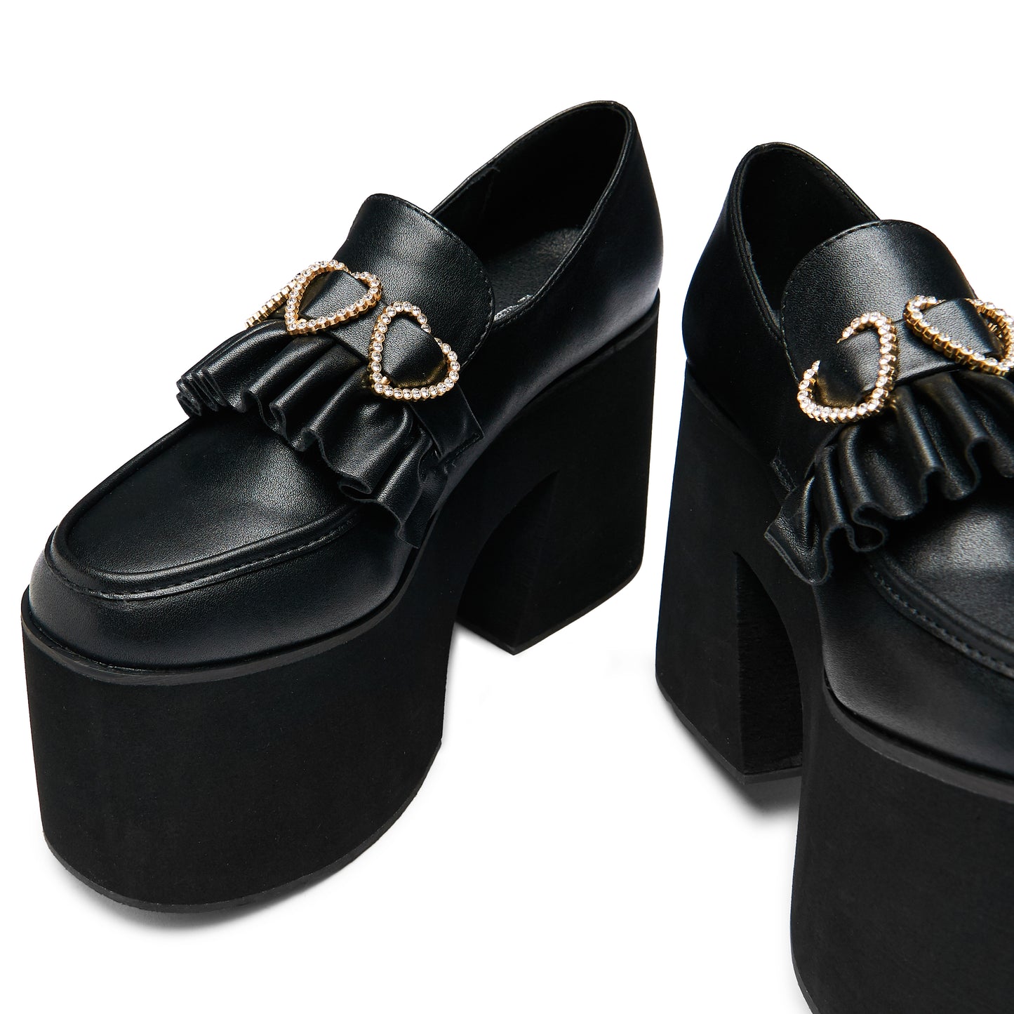 Dark Delights Chunky Heart Shoes - Black