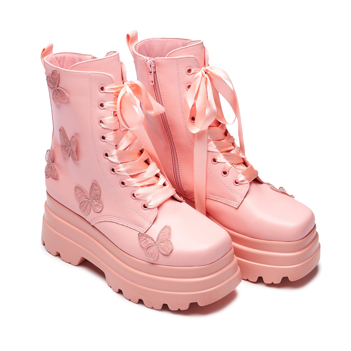 Fairy Kei Pink Faux Fur Platform Mid-Calf Boots with Bow