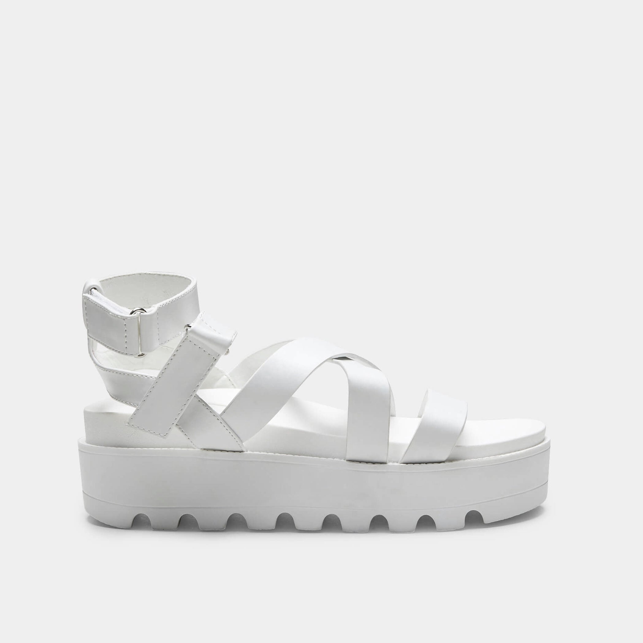 READYSALTED Women's Cleated Chunky Platform Sandals in Open Toe Ankle Strap  Block Heel(White,Size 9) - Walmart.com