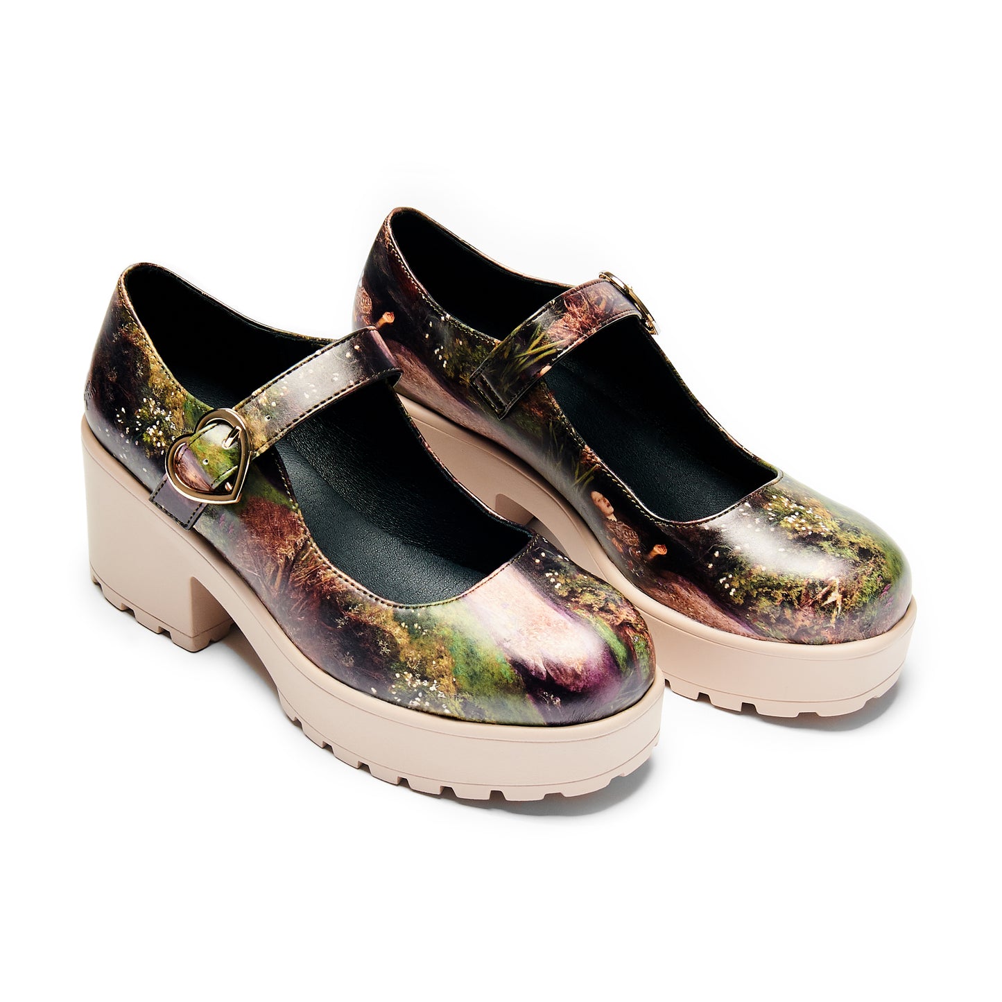 Tira Painting Mary Janes ' Ophelia Edition' - Mary Janes - KOI Footwear - Brown - Three-Quarter View