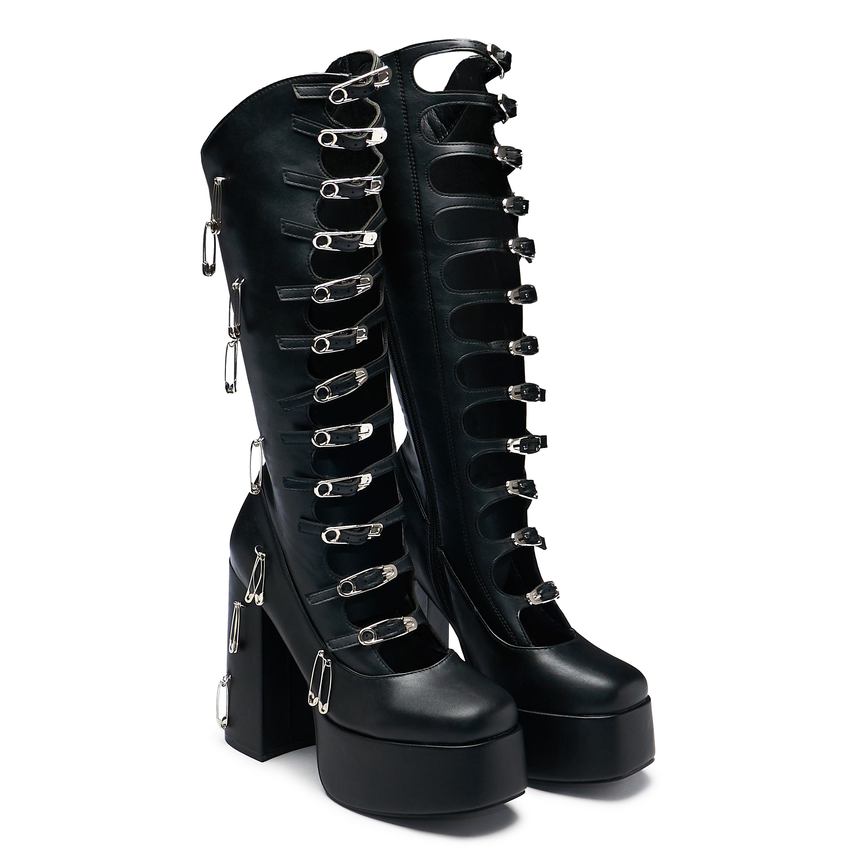 Renegade Safety Pin Tall Boots - Black