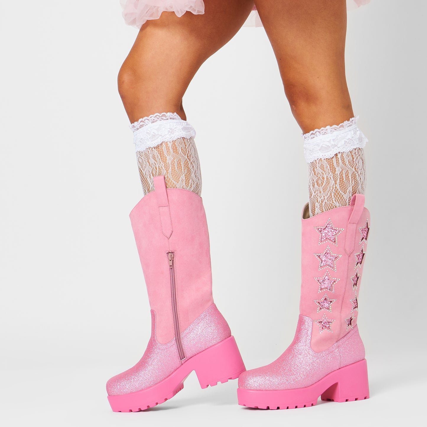 Pastel Supernova Chunky Western Boots - Pink - PRE ORDER