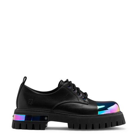 Shelob Rainbow Metal Toe Cap Lace Up Shoes - Black