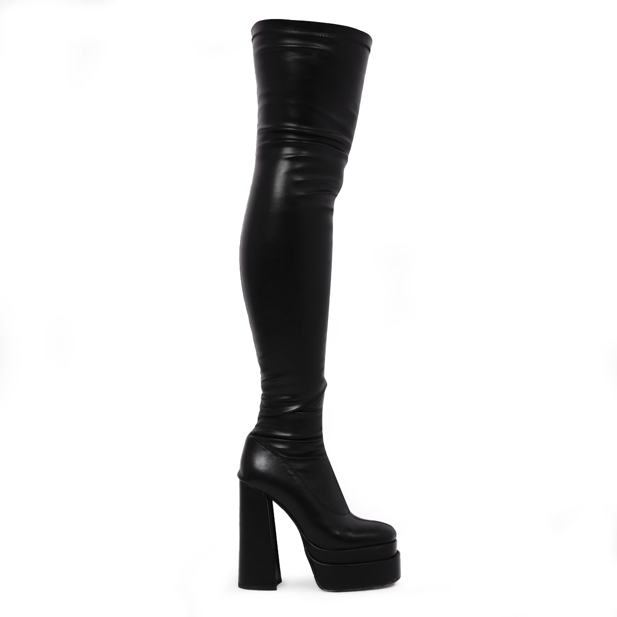 The Redemption Black Stretch Thigh High Boots – KOI footwear