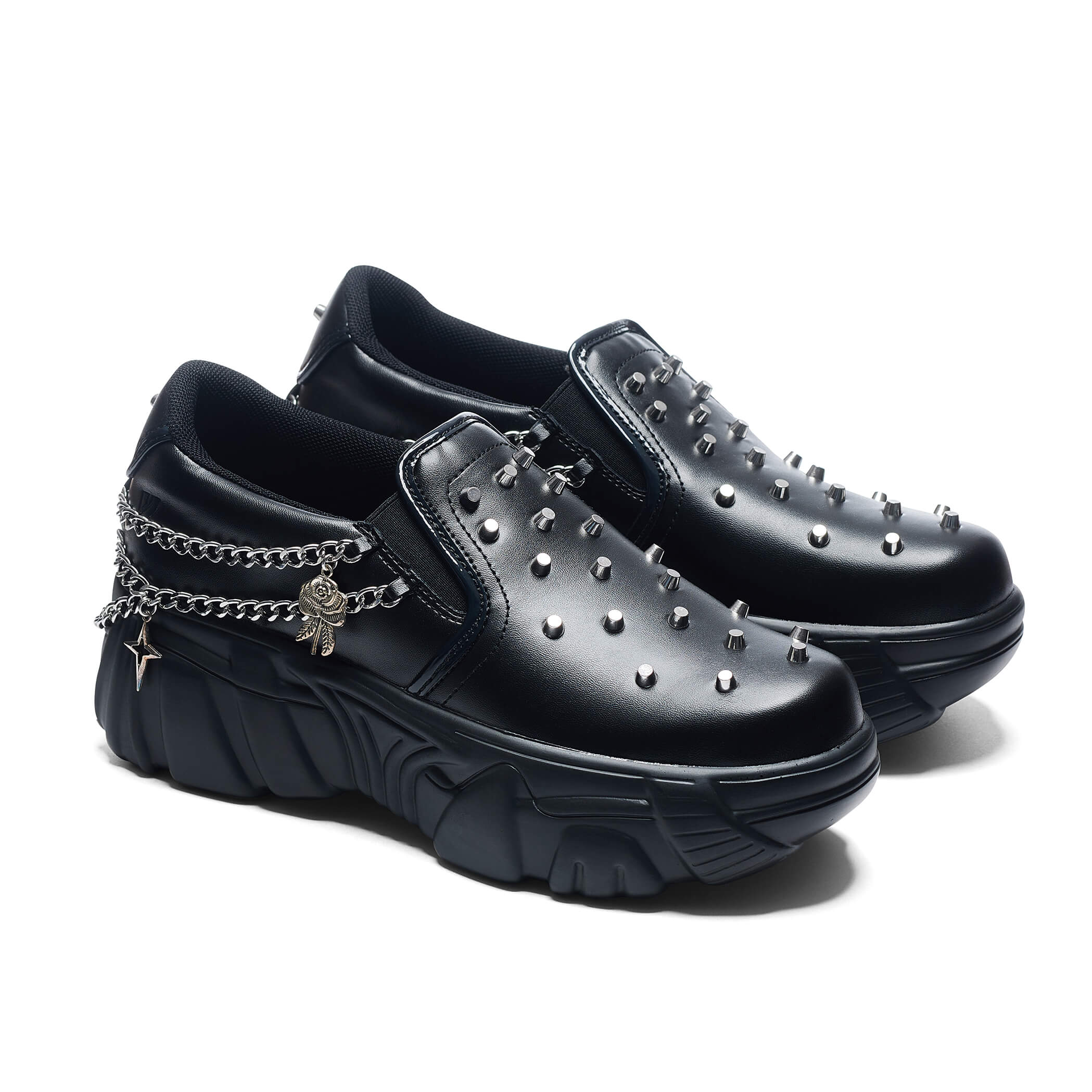 The Summoner Mystic Charm Chunky Slip Ons - Black – KOI footwear