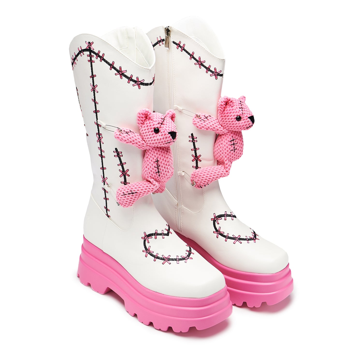 Twisted Teddy Tethers Long Boot - White