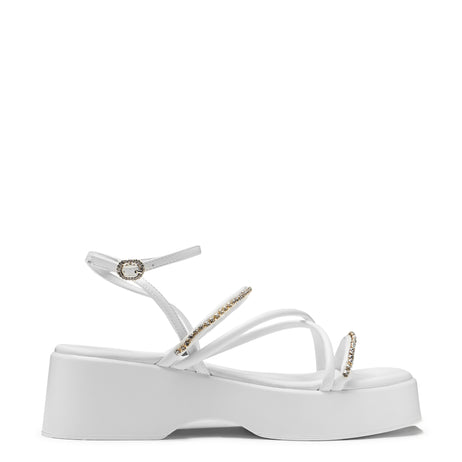 Monarch Strappy Diamante Sandals - White