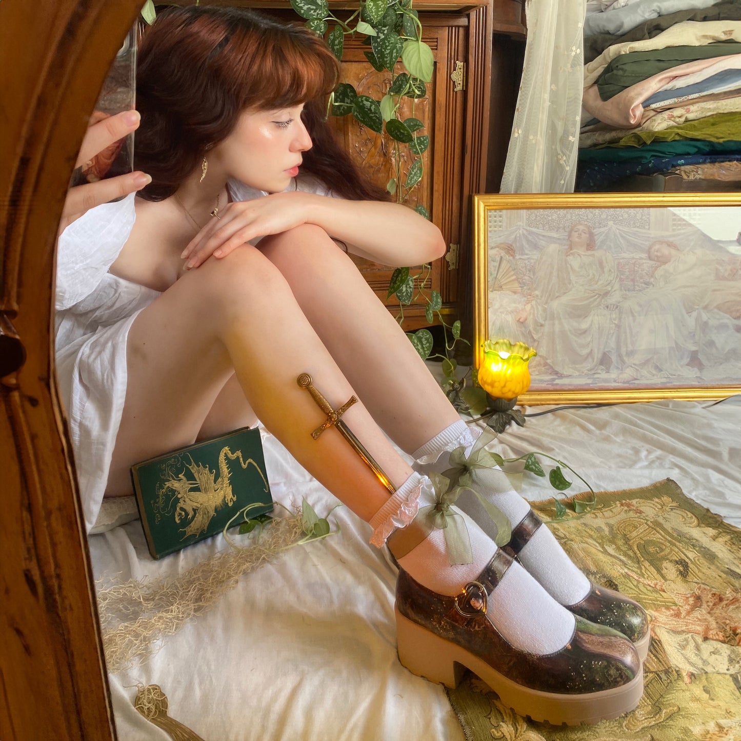 Tira Painting Mary Janes ' Ophelia Edition' - Mary Janes - KOI Footwear - Brown - Woman wearing Mary Janes View