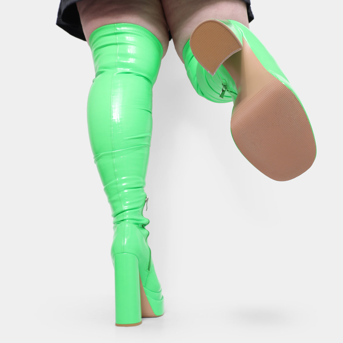 Lime green hotsell knee high boots