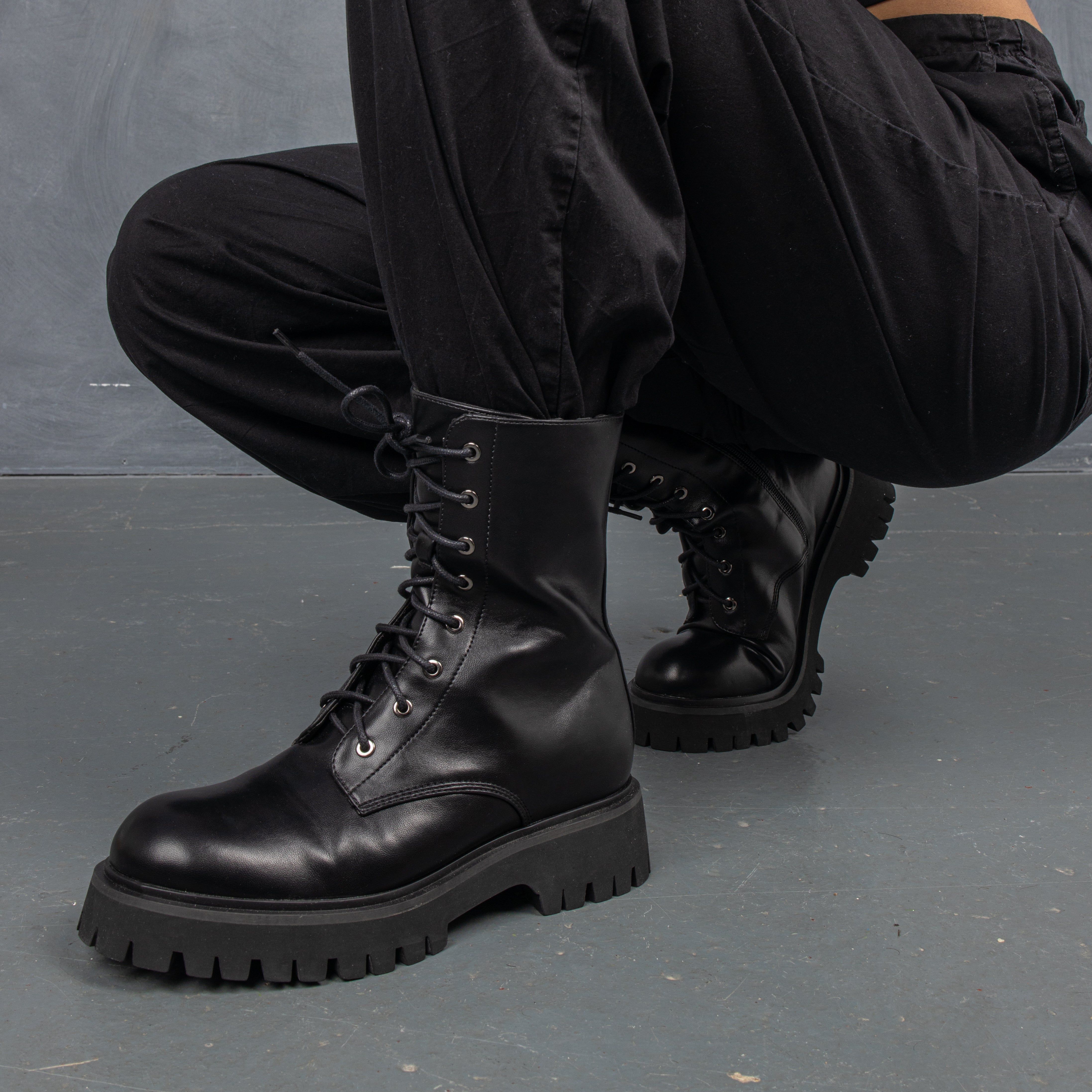 Mens black lace up boots sale